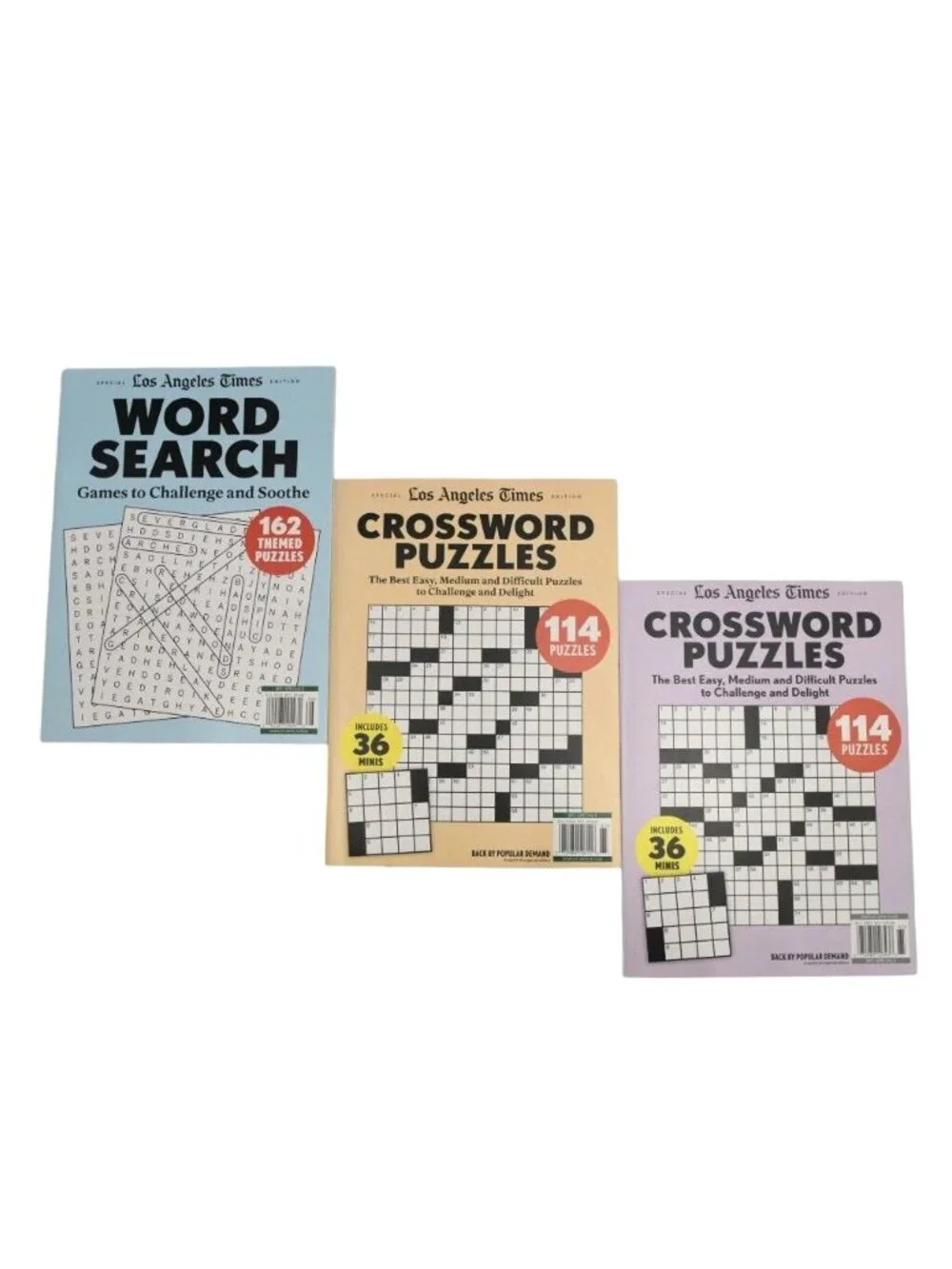 Los Angeles Times Word Search & Crossword Puzzle Books Set Of 3